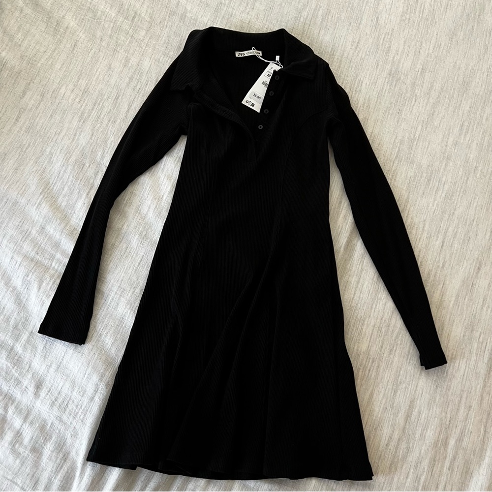 Zara Collared Mini Dress Longsleeve